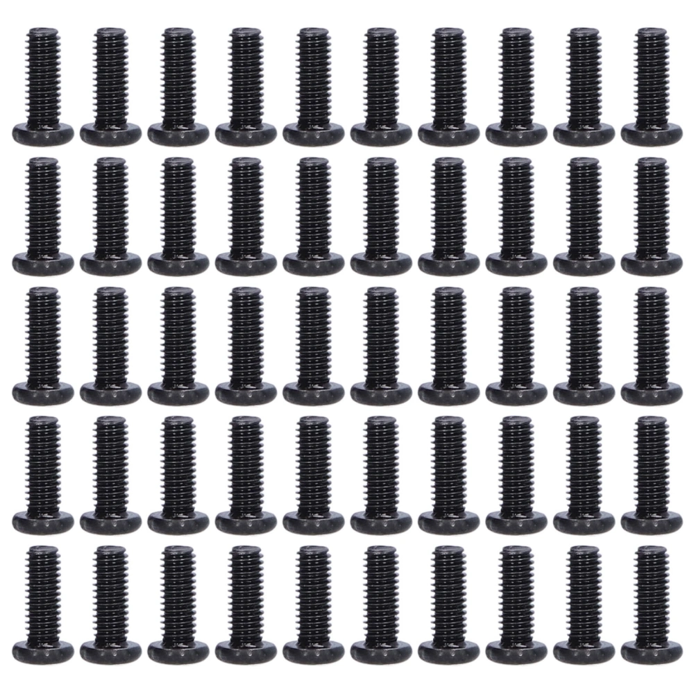 50pcs DIN 7985 Steel Pan Head Machine Screw Fully Threaded Black Zinc Plated Bolts FastenerM3x8