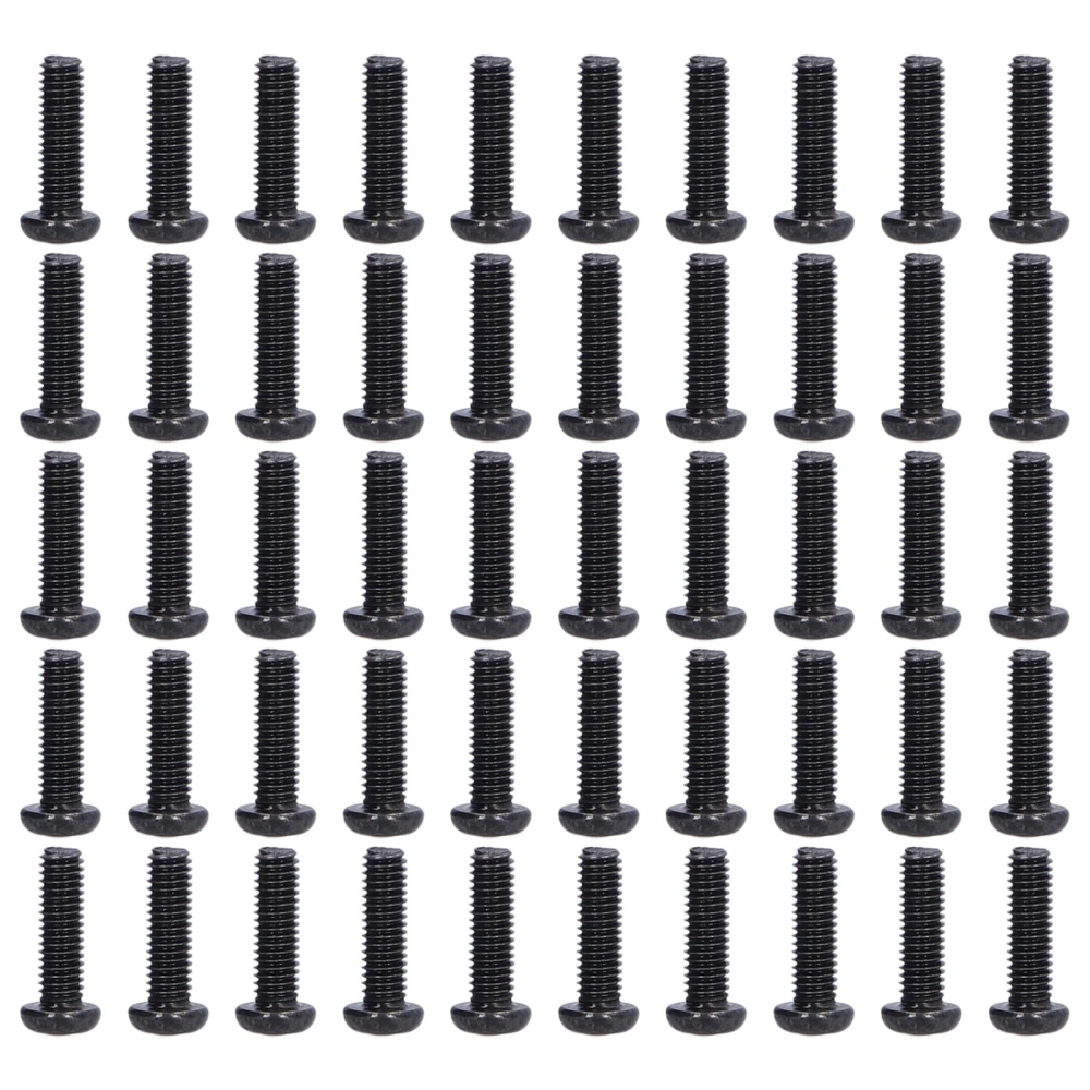 50pcs DIN 7985 Steel Pan Head Machine Screw Fully Threaded Black Zinc Plated Bolts FastenerM3x10