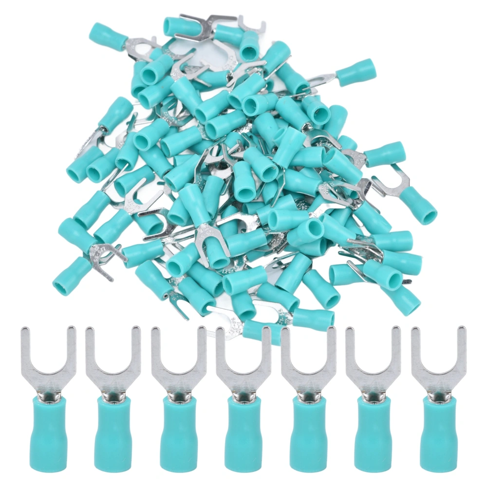 100Pcs Insulated Fork Spade Wire Connector Copper PVC U Type Electrical Crimp Terminal AWG 22‑16