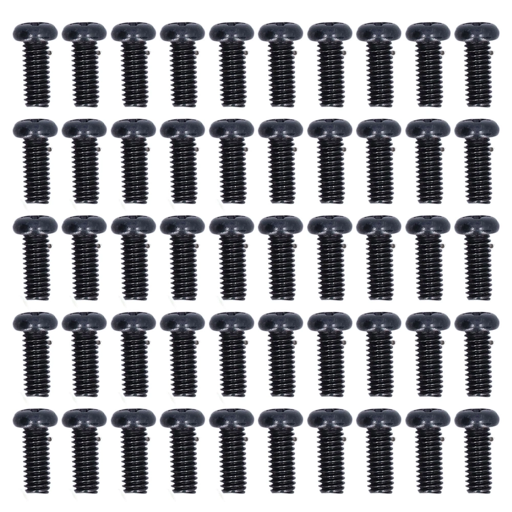 50pcs DIN 7985 Steel Pan Head Machine Screw Fully Threaded Black Zinc Plated Bolts FastenerM4x10