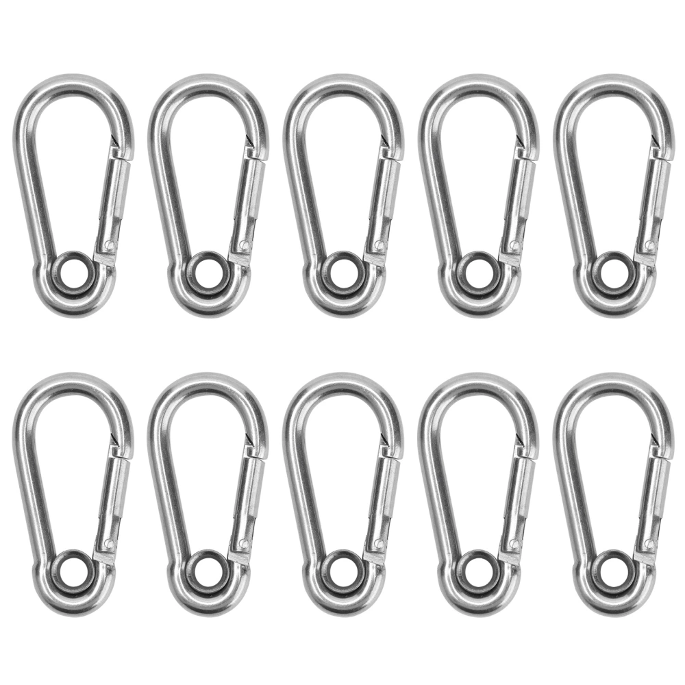 10Pcs Snap Hook Stainless Steel Safety Rope Spring Carabiner Hanging Buckle AccessoriesM4(4mm)