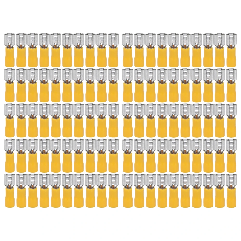 100PCS Insulated Wire Terminal Female Spade Electrical Crimp Connector for AWG 12‑10 4‑6mm²