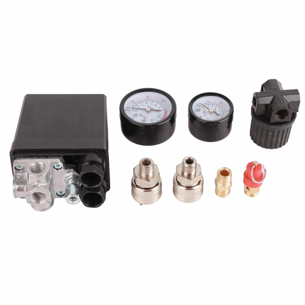 Air Compressor Pressure Switch 1/4in 4 Holes Controller Regulator Valve 90‑120PSI