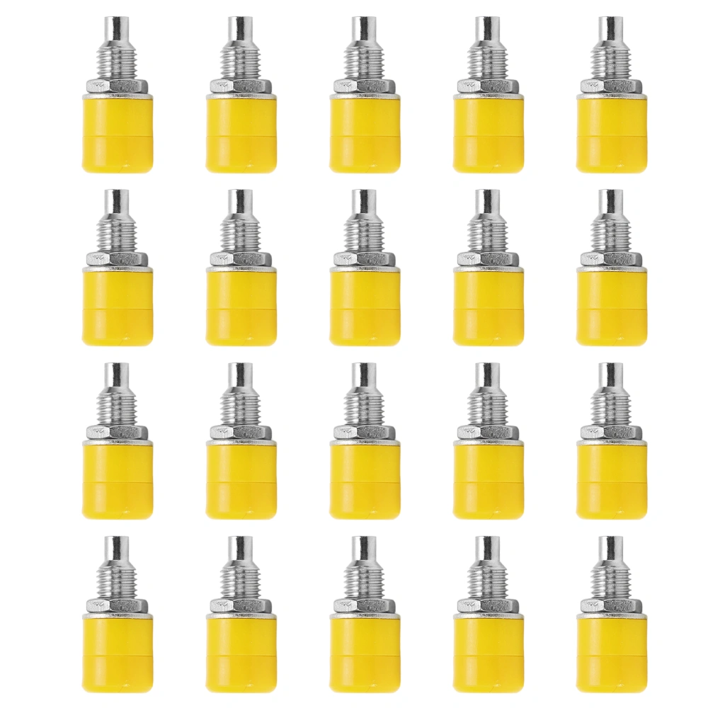 20Pcs 24.070 4mm Panel Banana Socket Copper Female Adapter Nickel Plated Banana Jack for Electronic EquipmentYellow