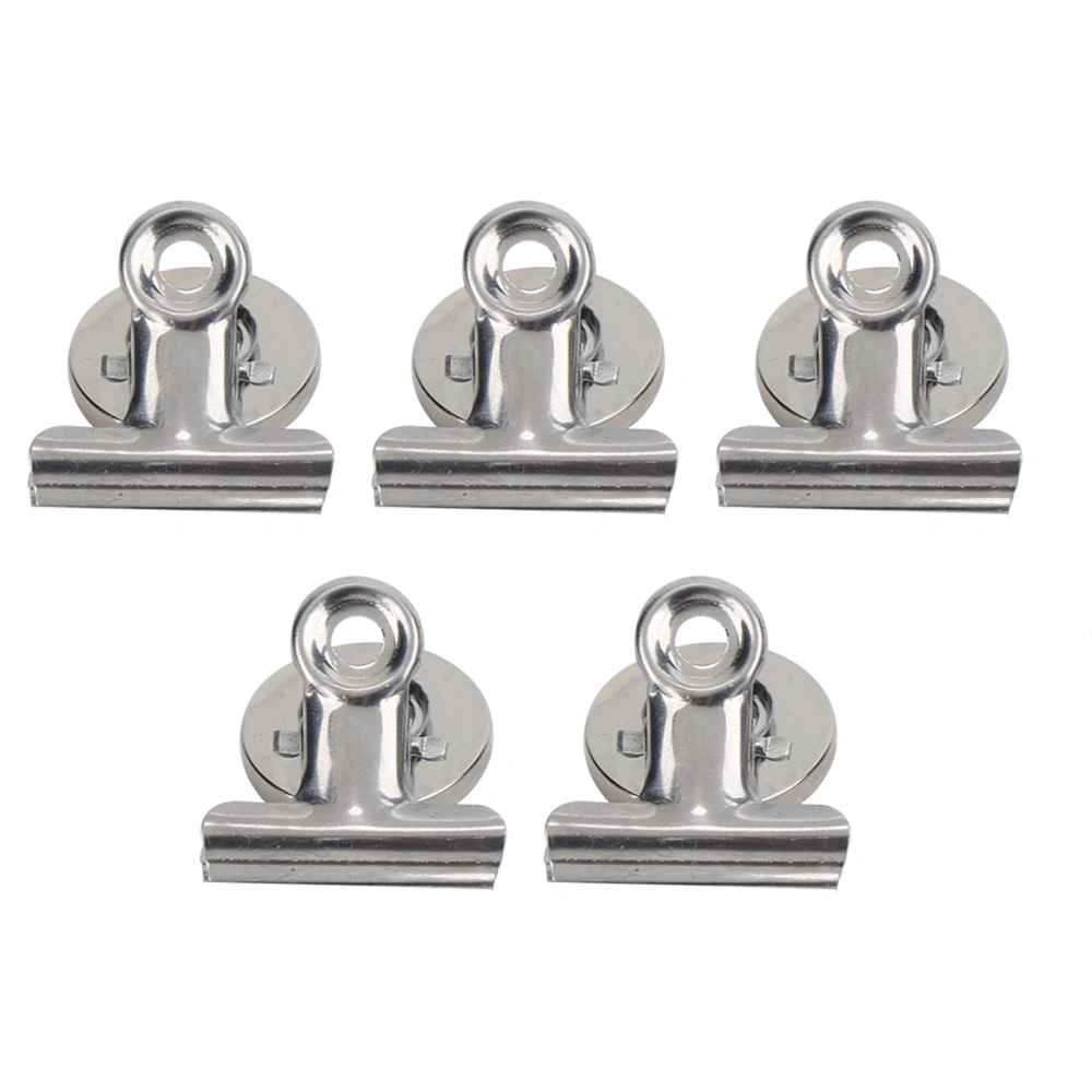 5Pcs Magnetic Clips Round Stainless Steel Nickel Plated Powerful Magnet Fastening Set(Silver )