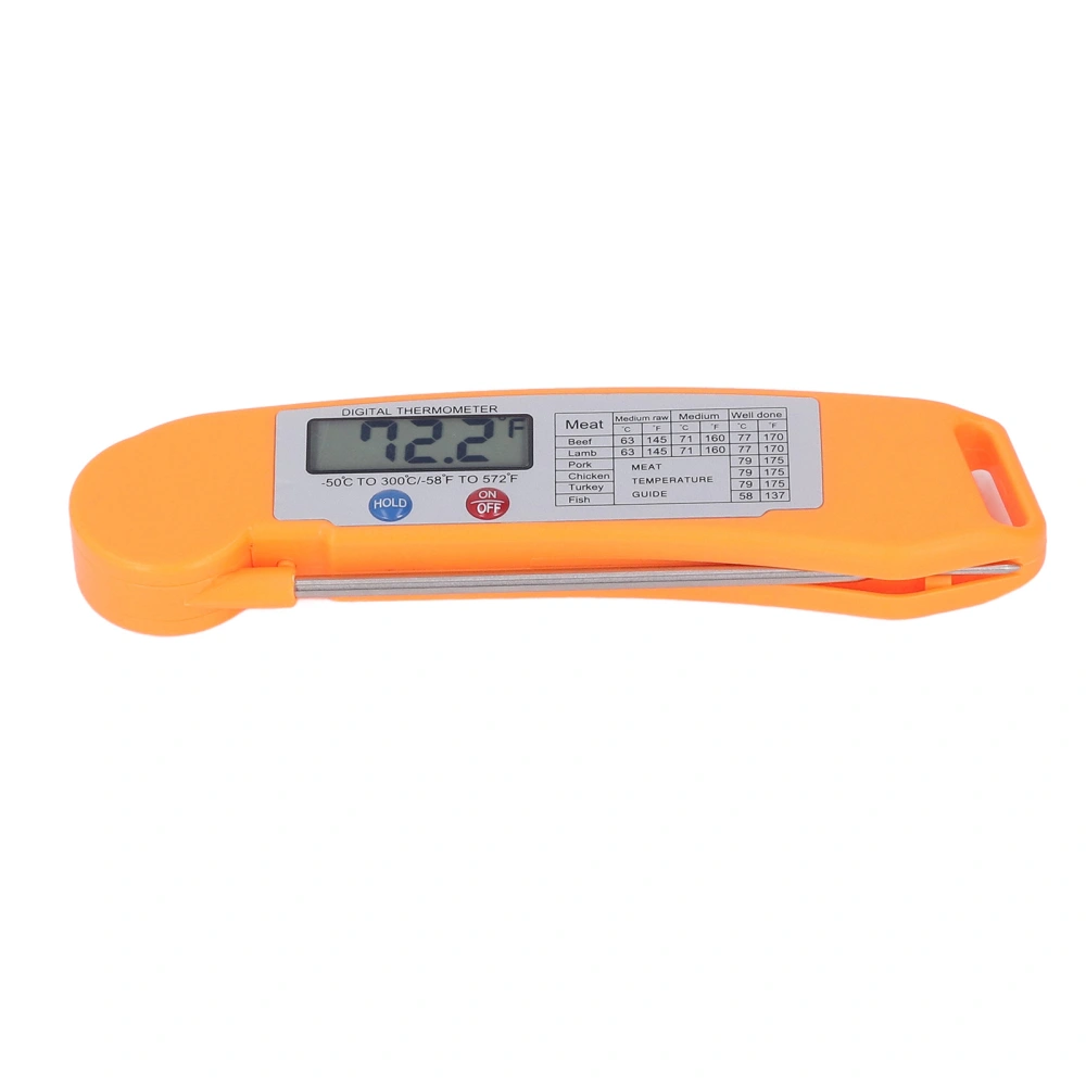 Digital Electronic Food Thermometer Foldable Intelligent Straightaway Read Thermometer for Cooking Orange