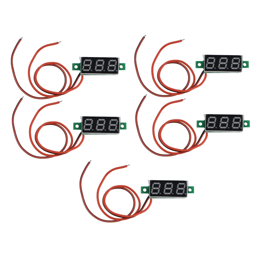 5Pcs Mini Digital DC Voltmeter Voltage Meter Tester Detector Adjustable 2 Wire 0.28inRed 2.5‑30V