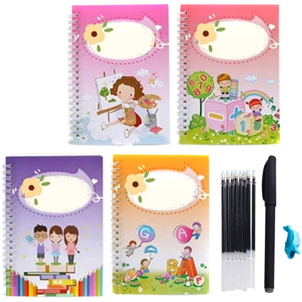 4PCS Hand Lettering Workbook Set for Preschoolers and Kids Calligraphic Letter Tracing Book