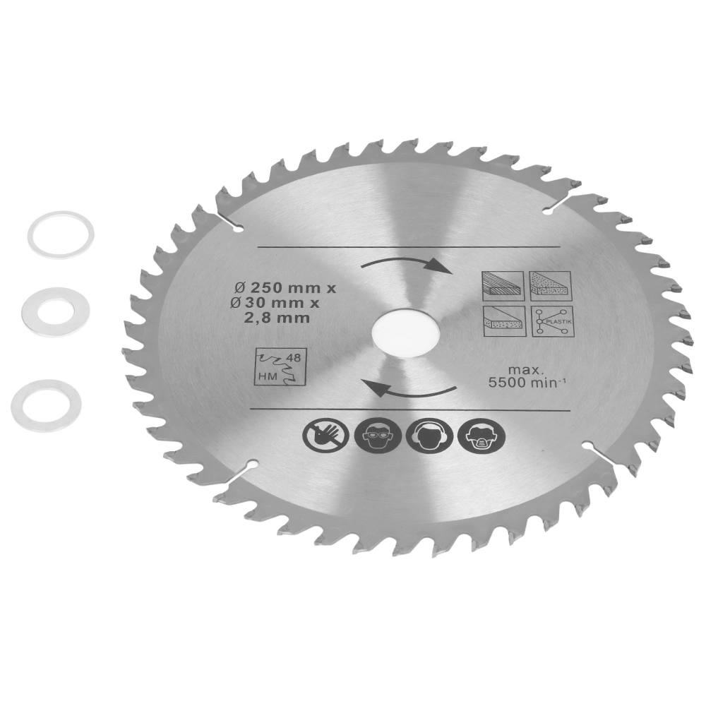 250mm Circular Saw Blade Cemented Carbide Chainsaw Blade for Woodworking Cutting 5500RPM 250X48TX30