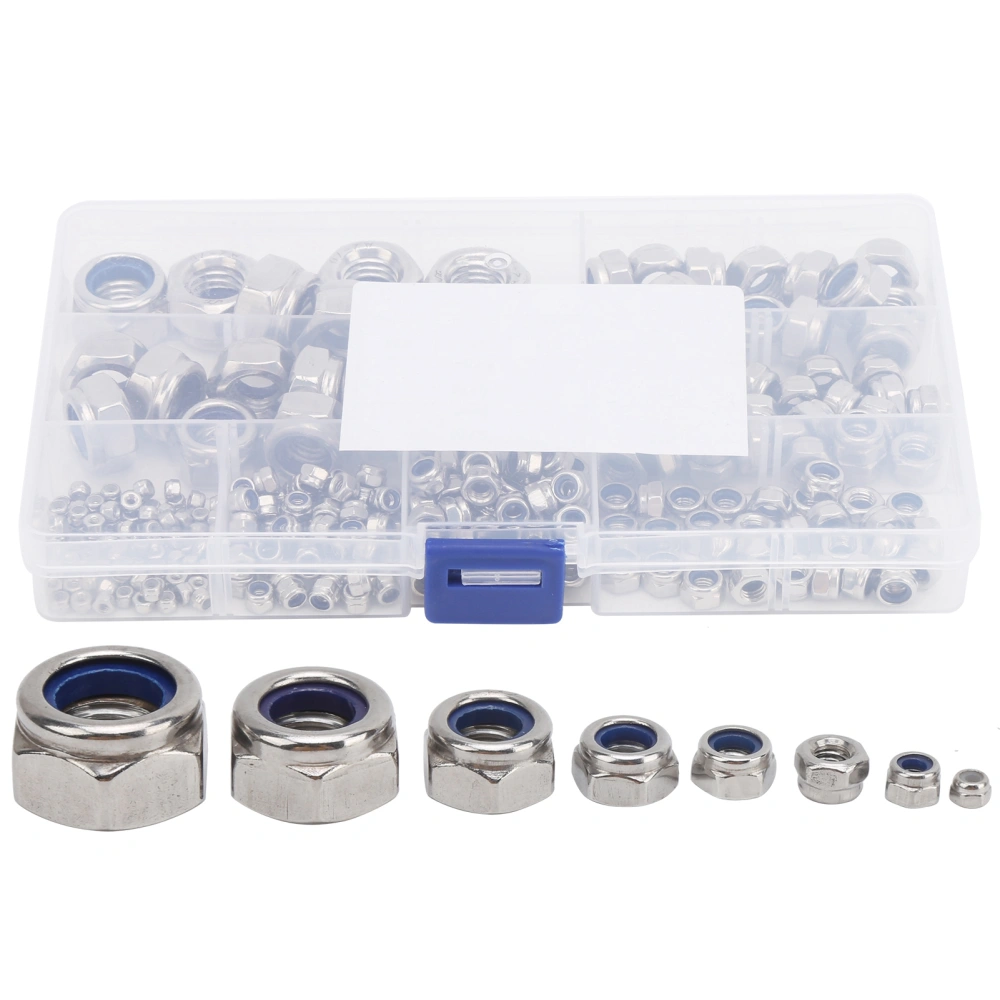 281Pcs SelfLocking Nuts 304 Stainless Steel Nylon AntiLoose Hardware Fasteners Set