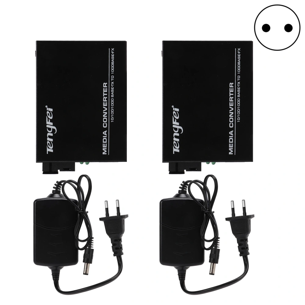 Gigabit Ethernet Optical Transceiver Single Mode Media Converter with LED Indicators 20KM 100‑240VEU Plug