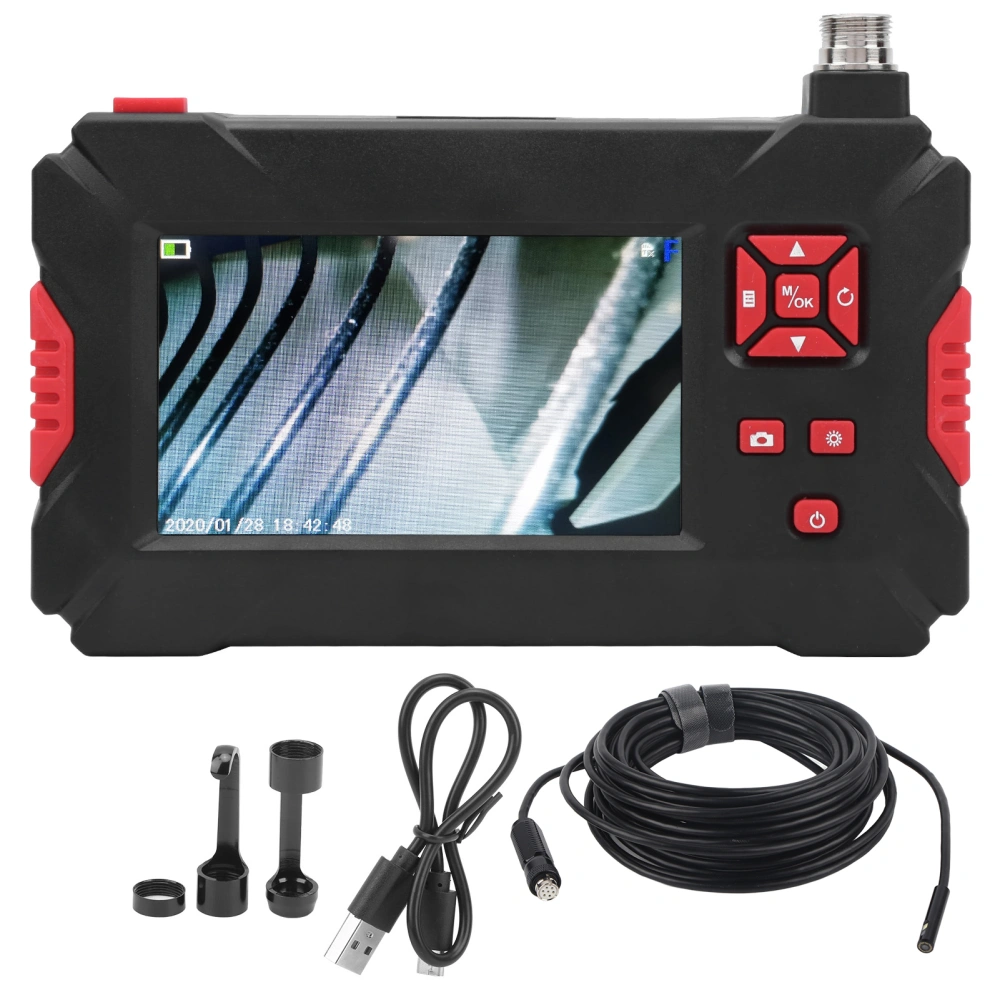 8mm Dual Lens Industrial Endoscope with 4.3in 1080P LCD Display 9 Lights for Pipeline Inspection10 m / 32.8ft