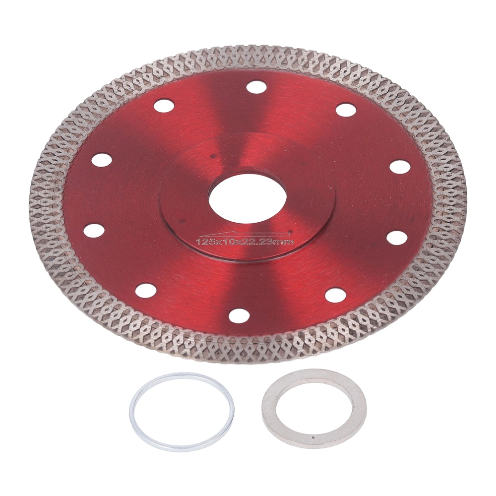 Super Thin Saw Blade Red Diamond 65 Manganese Alloy Steel Incisive Porcelain Saw Blade for Granite 4.9in