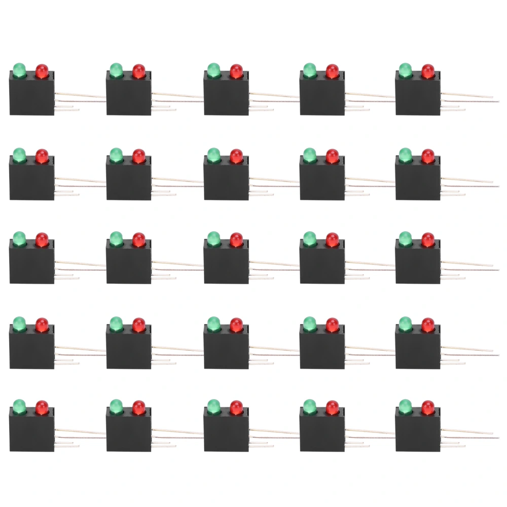 100Pcs LED Plastic Holder DualHole Black Square 90 Degree Curved Base with Red Green Light 3mm