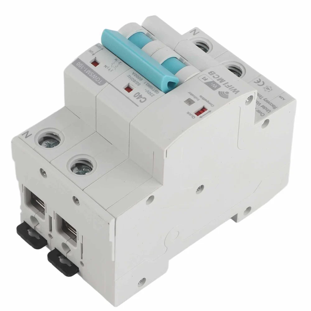 WiFi Circuit Breaker Intelligent 2P Din Rail Mount AC for Household Factory TOWSM1‑100