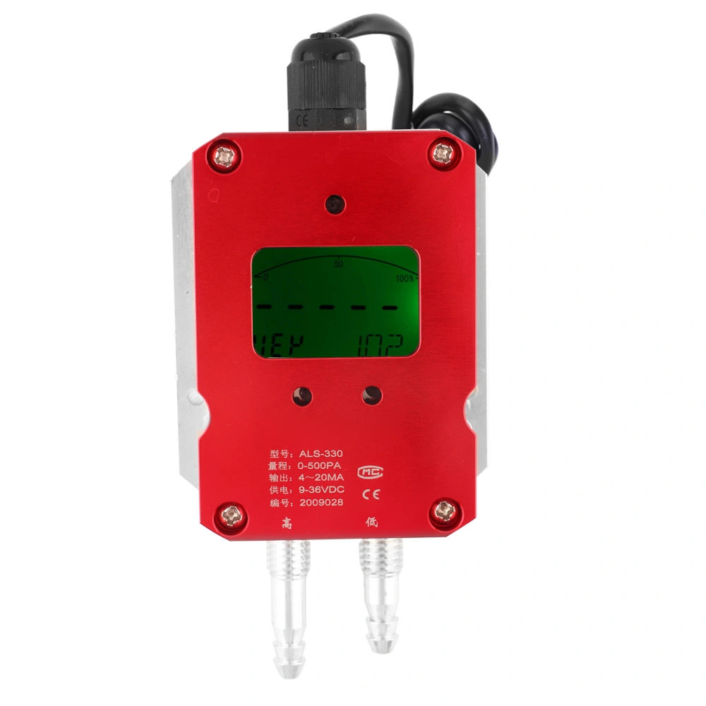 LCD Intelligent Digital Air Transmitter Air Pressure Sensor DC 24V 4-20mA for Ward Ventilation0-500Pa