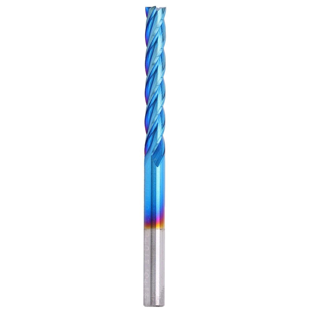 4Flute End Mill Tungsten Steel NanoBlue Coating CNC Straight Handle Milling Cutter(3.175 x 3.175 x 22 )