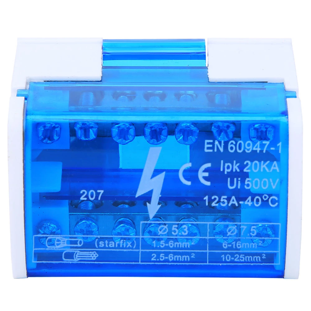 Terminal Distribution Box Din Rail 2-Level Single Phase with Transparent Dust Cover 207