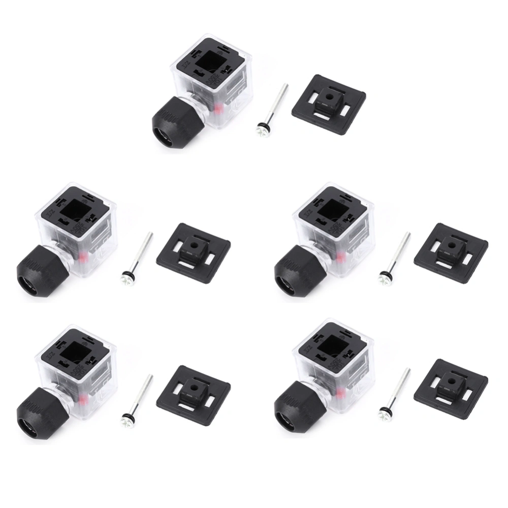 5PCs Plug Waterproof Dustproof Transparent with Light Non Cable DC for Solenoid Valve(24V )