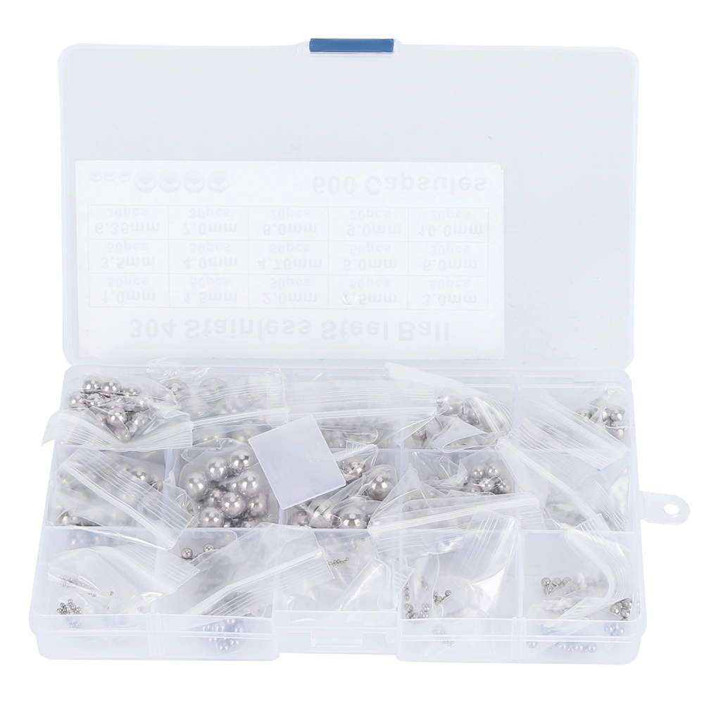 600PCS 304 Stainless Steel Bearing Balls Assortment Industrial Bearing Assembly for Machinery