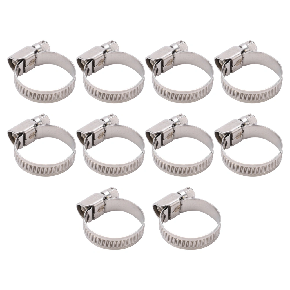 10Pcs Hose Pipe Clips Clamp 304 Stainless Steel Fastener German Style with Hole 14‑27mm