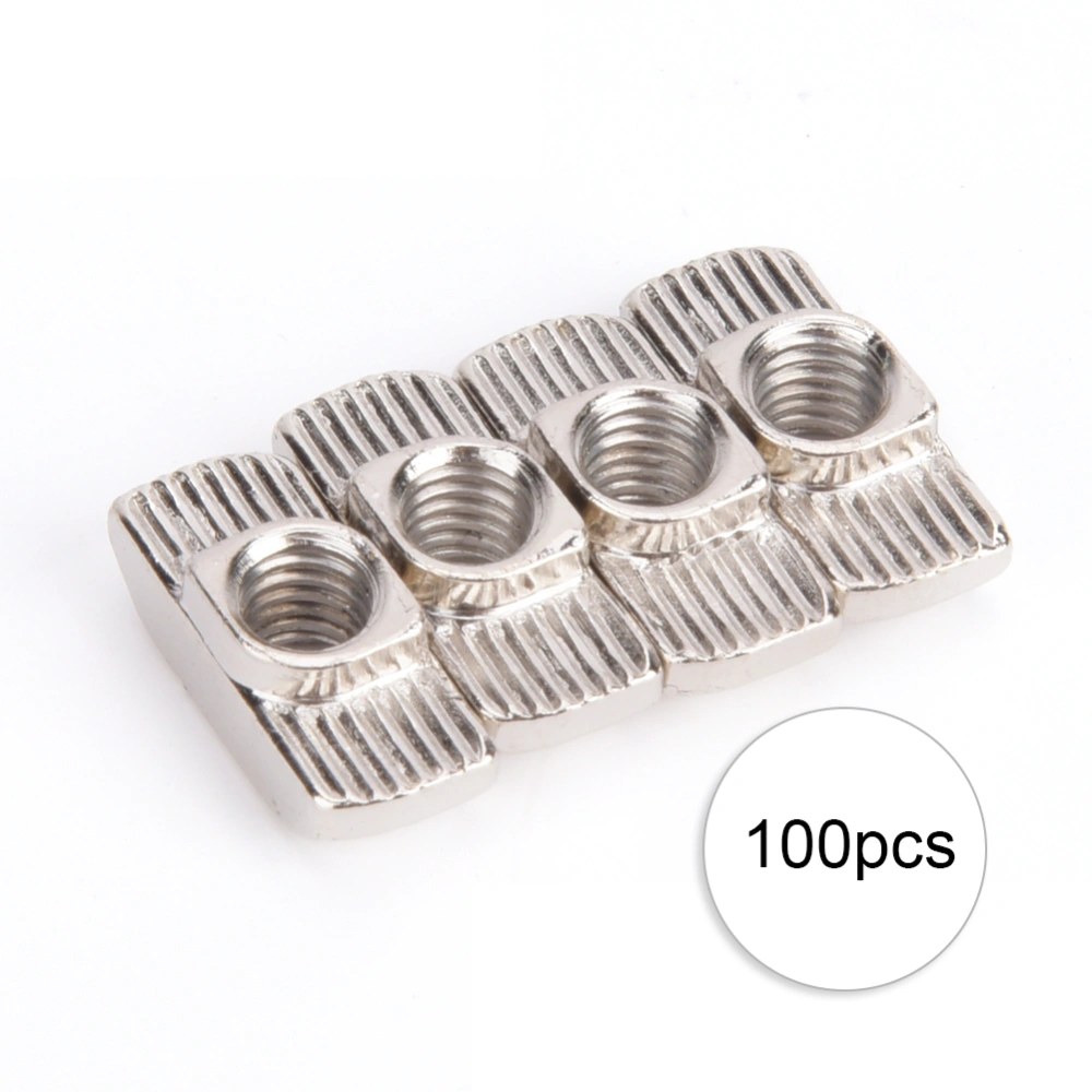 100Pcs T slot Nut Nickel Plating Carbon Steel Sliding Fasteners for Aluminium Profiles(M6 )