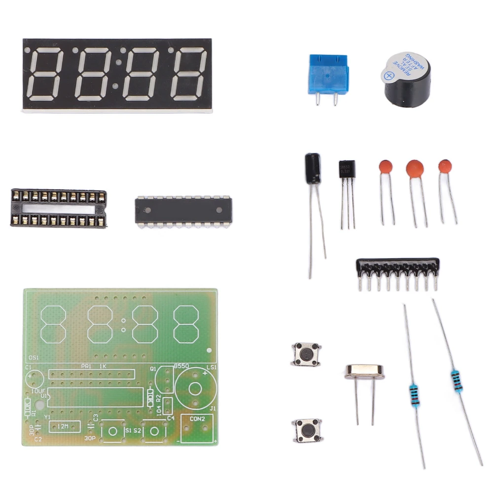 Digital Clock Kits 4 Digit Electronic Soldering Clocks Kit with Second Correction Function for Schools