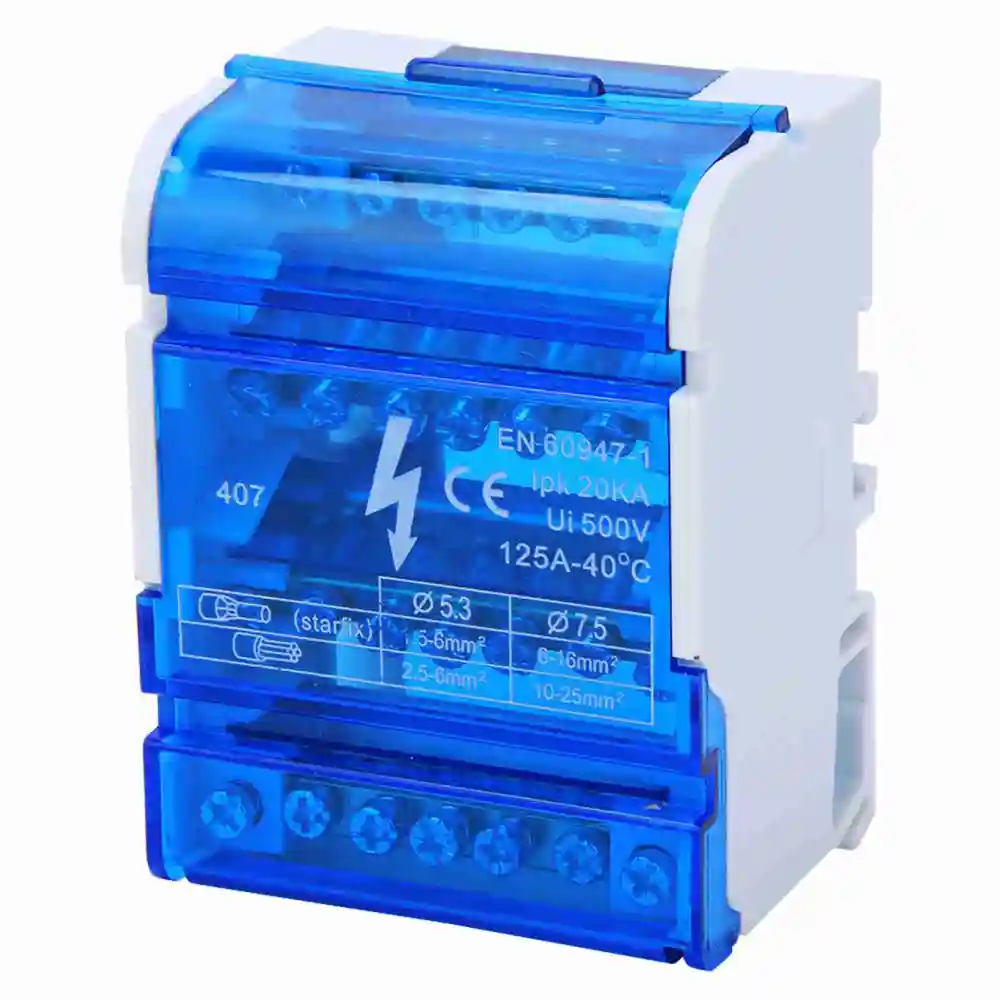 407 Terminal Distribution Box Din Rail 4-Level Single Phase Junction Case with Transparent Cover