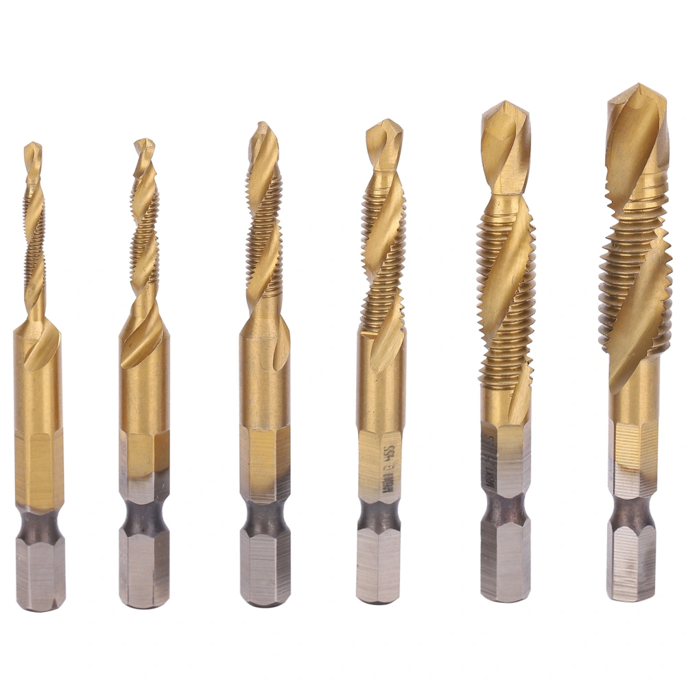 6pcs Screw Tap Drill Bits Kit 6542 High Speed Steel M10 M8 M6 M5 M4 M3 Tapping ToolsLong Type