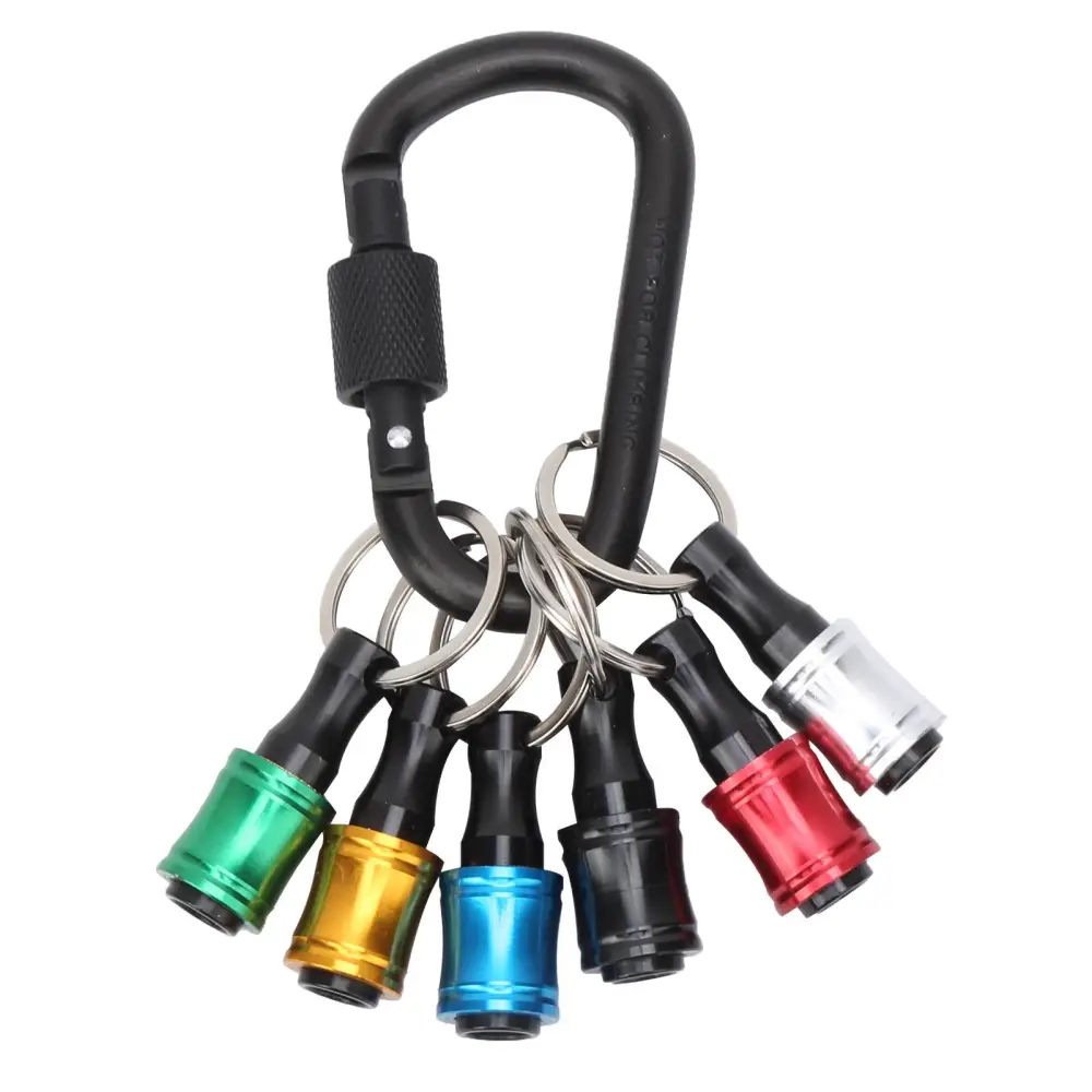 6pcs Hex Shank Screwdriver Bits Holder Aluminium Alloy Keychain Holder Extension Bar Adapter