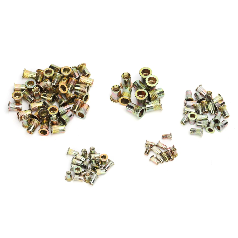 200pcs Mixed Zinc Plated Rivet Nut Threaded Rivet Insert Nut M3/4/5/6/8