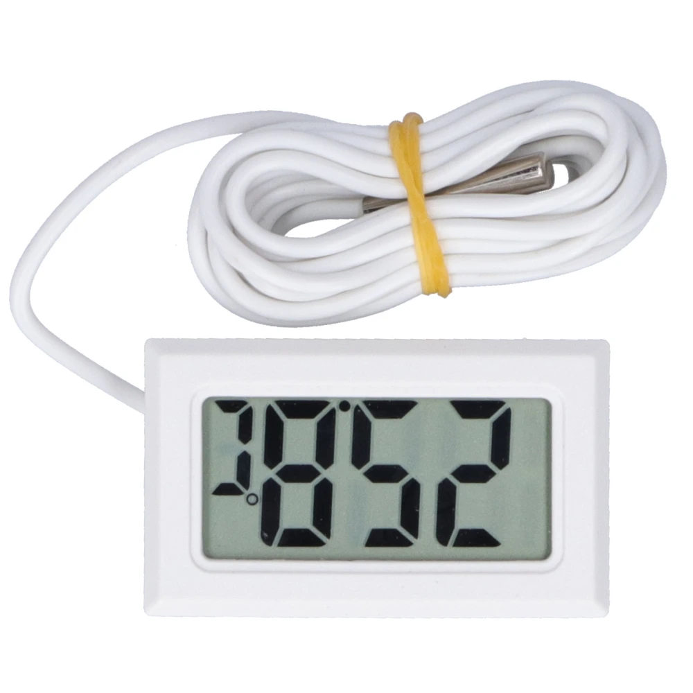 Digital Thermometer Mini LCD Wired Electronic Temperature Measurement Instrument FY13001White