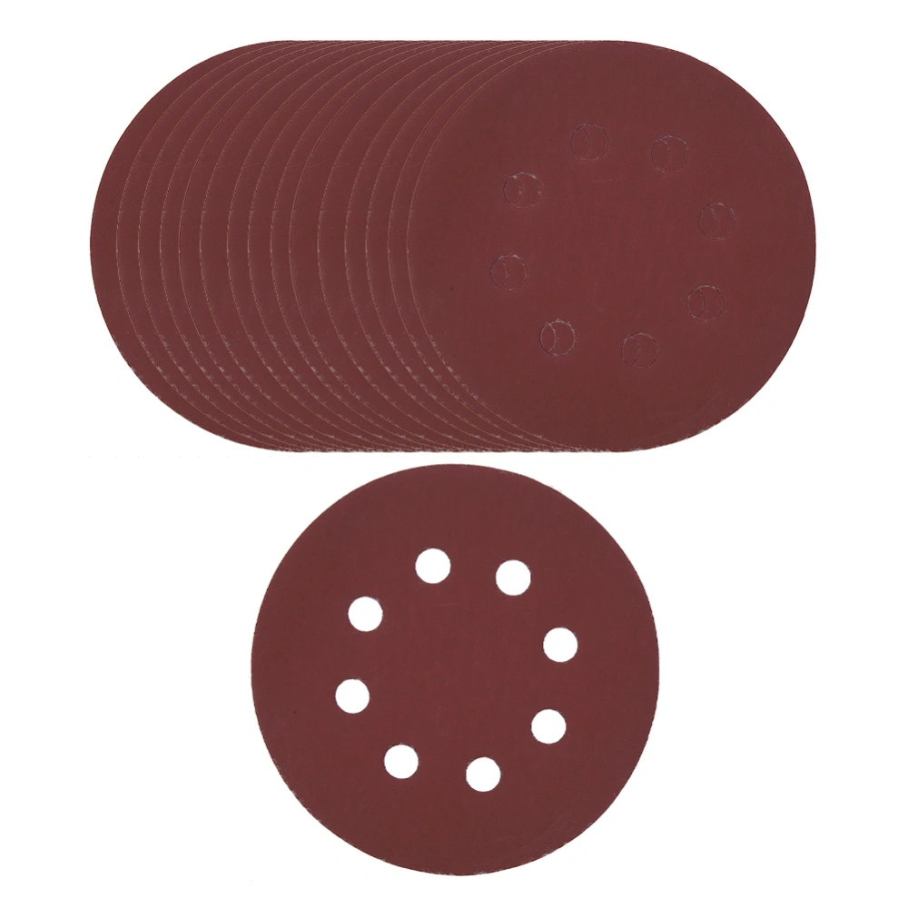 100PCS 5in 8 Hole Sanding Discs Sandpaper Sanding Sheet Round Abrasive Paper for Polishing Grinding80 grit