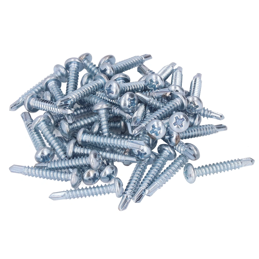 50 Pcs Round Head Self Drilling Screw 4.2x25mm Galvanized Steel Drill Screws for Furniture Repair Cross