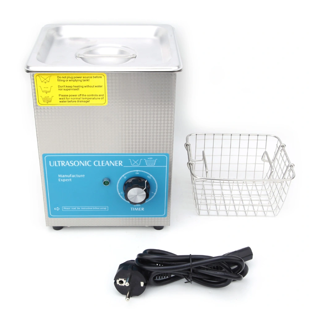 1.3L Stainless Steel Industrial Ultrasonic Cleaner with Timer for Jewelry Glasses PCBEU 200-240V