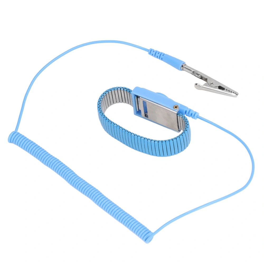 Anti Static Wrist Strap ESD Grounding Metal Wristband 1.8m Long Wire for Workshop Blue Wristband