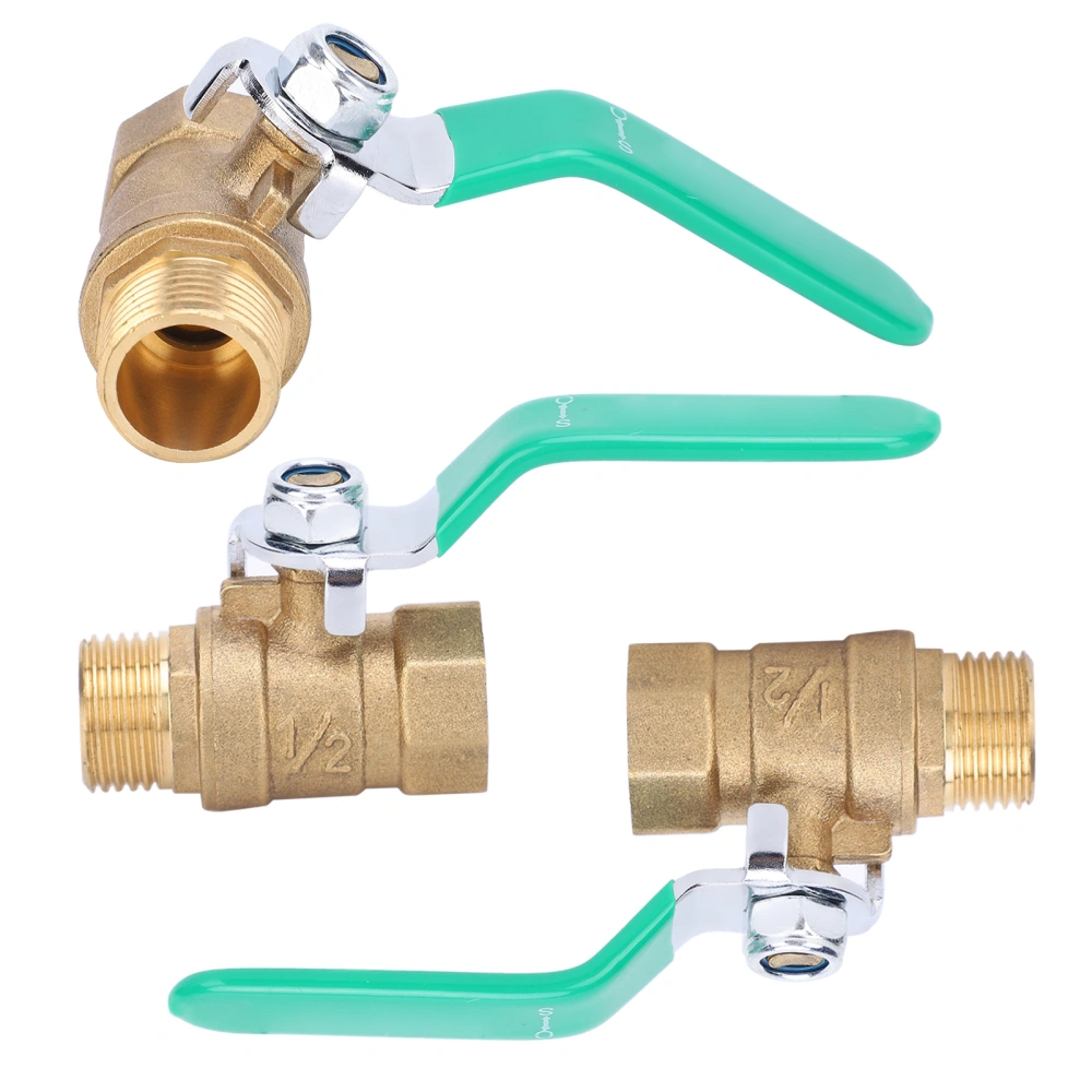 3Pcs 1/2in Water Pipe Ball Valve Female Male Threaded Thickened Brass Drain Shut off Switch