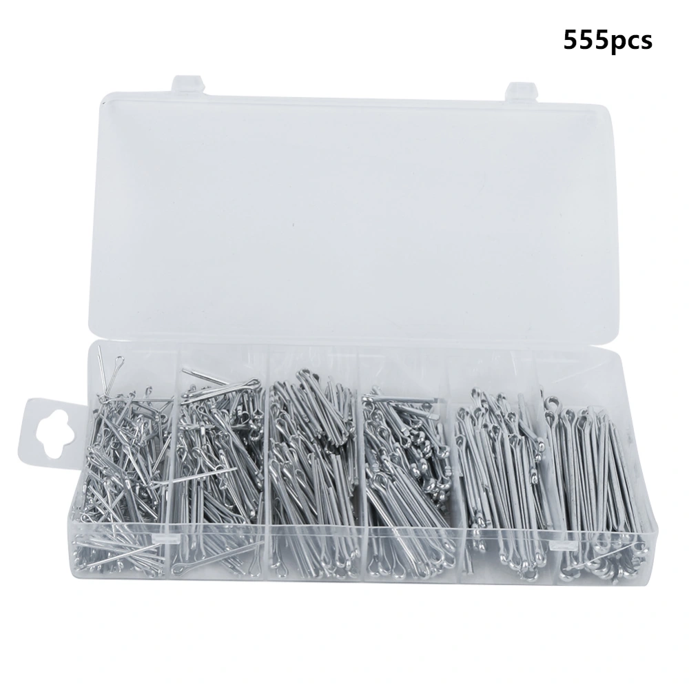 555pcs Cotter Pin Assortment Kit Split Pins Fasteners Parts Tool Kit with Large Industrial Storage Case