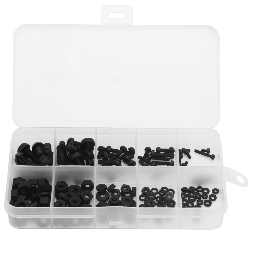 150Pcs Black Nylon Screw Kit Insulated Electronic Component Consumable Part M2 M2.5 M3 M4 M5