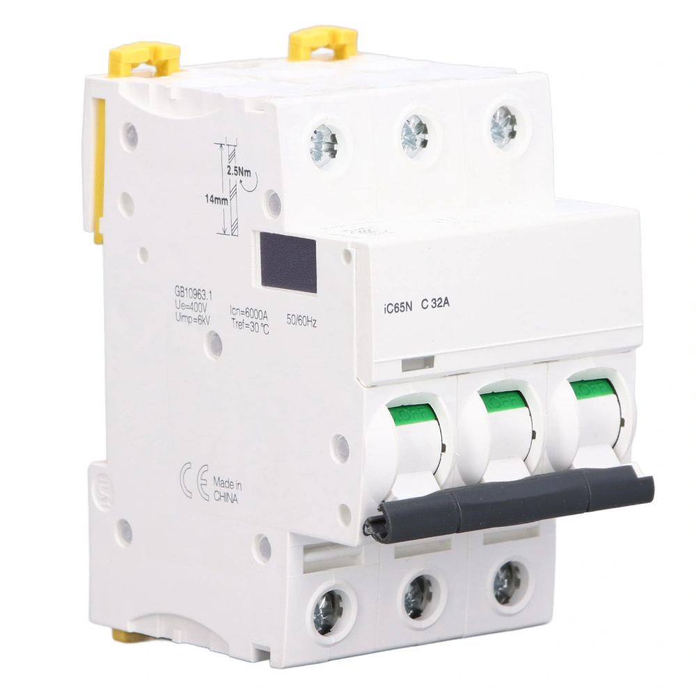 3P 400V Miniature Circuit Breaker DIN Rail Mount Low Voltage Overload Protection Switch IC65NC32A(32A)