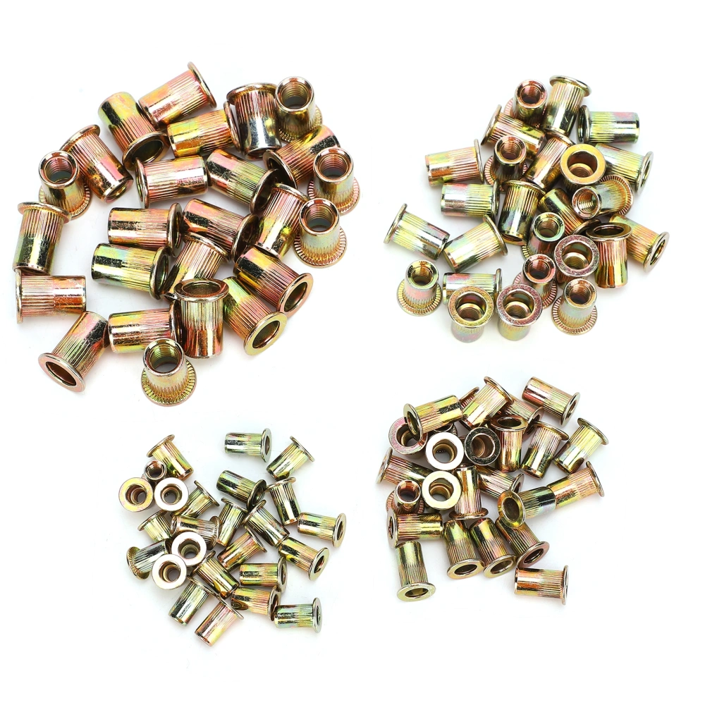 200pcs Mixed Zinc Colored‑Plating M4/5/6/8 Rivet Nut Threaded Insert Nut Kit Accessory