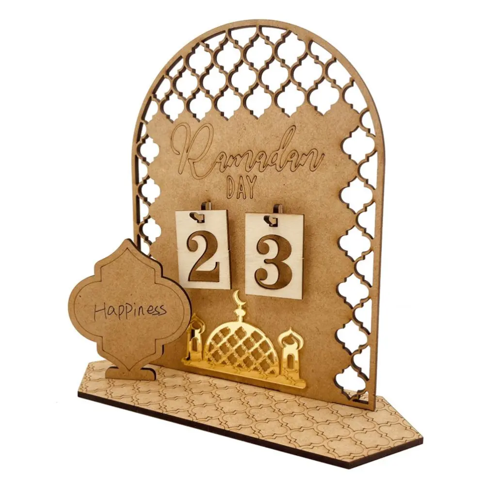 Ramadan Decorations Wooden Ramadan DIY Countdown Calendar Ornament Prayer Eid Ramadan Table Decoration for Festival Party Supplies