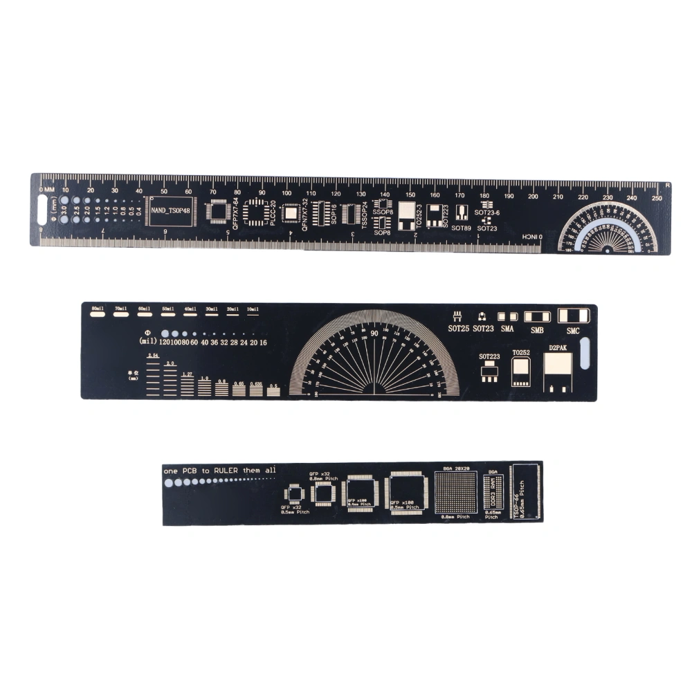 PCB Engineering Ruler Multi Functional 3 Sizes Standard Scale Ruler for Electronic Engineers