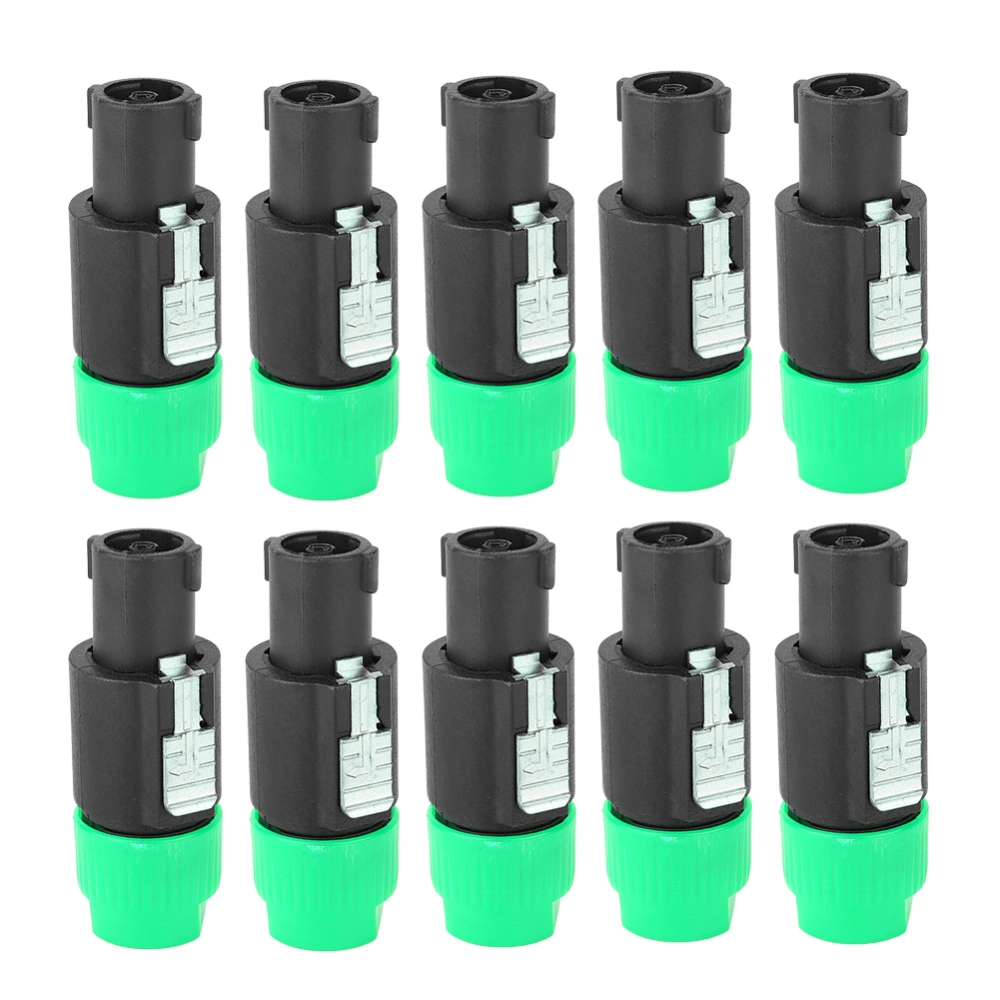 10PCS C NL4FC Audio Speaker Connector Waterproof 4 Pin Speakon Plug Cable Connector(Green )