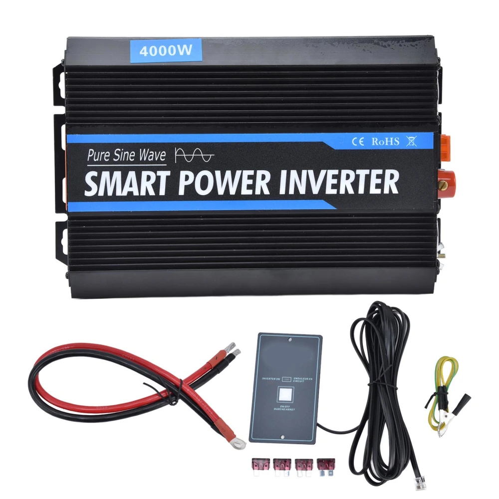 Power Inverter Pure Sine Wave Solar Converter Digital Display DC 12V to AC Transformer