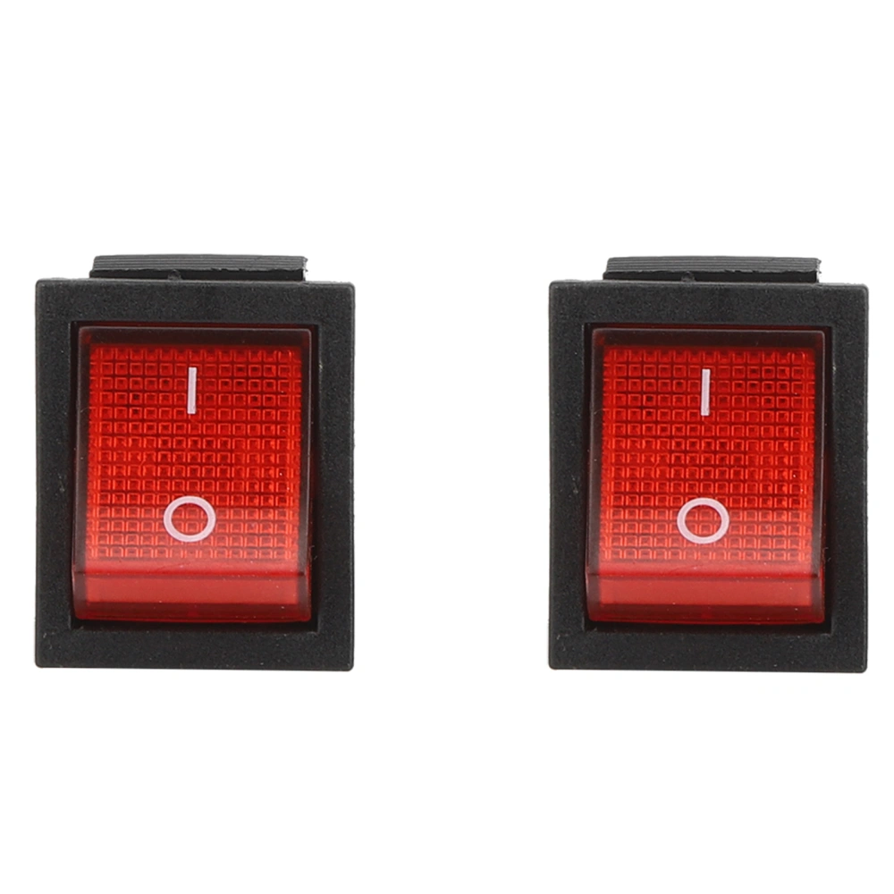 5PCs Rocker Switch 16A 4-Pin with Red Light Industrial Control Accessory 31 x 25mm