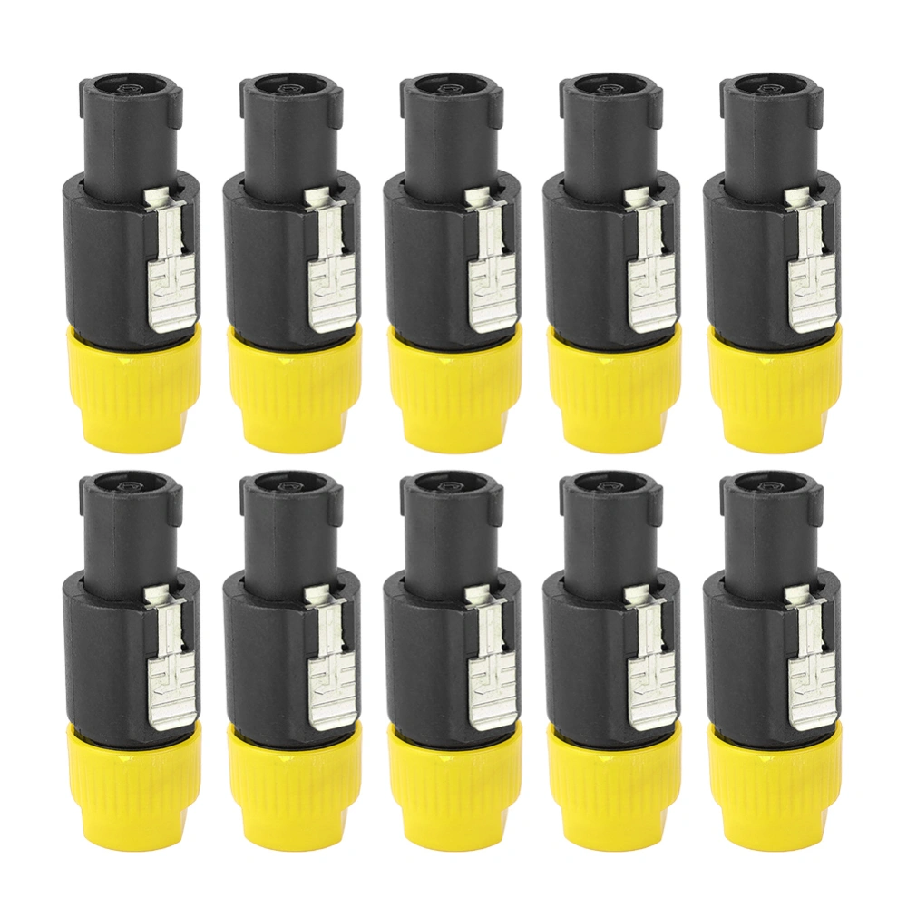 10PCS C NL4FC Audio Speaker Connector Waterproof 4 Pin Speakon Plug Cable Connector(Yellow )