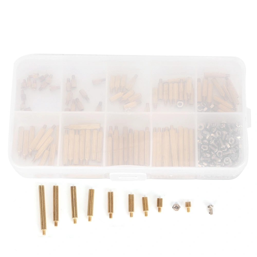 270Pcs Standoff Set Single Head Knurled Brass Spacer Screw Nut Assortment Kit Combination M2