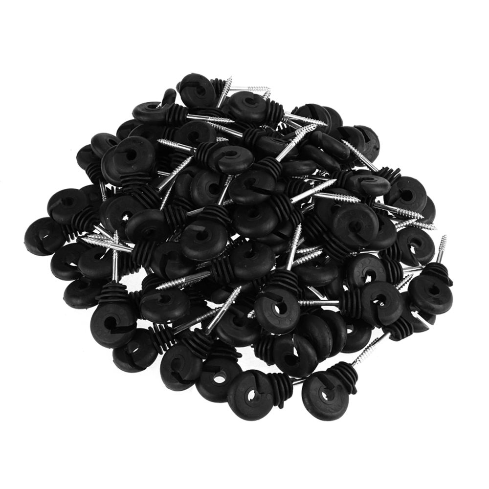 100pcs Short Screw Type Ring Insulator Electric Meadow Fence Post Accessory