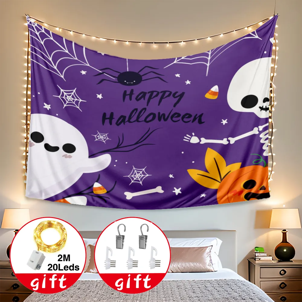 Halloween Decorative Tapestry, Hippie Skeleton Tapestry, for Bedroom,#089